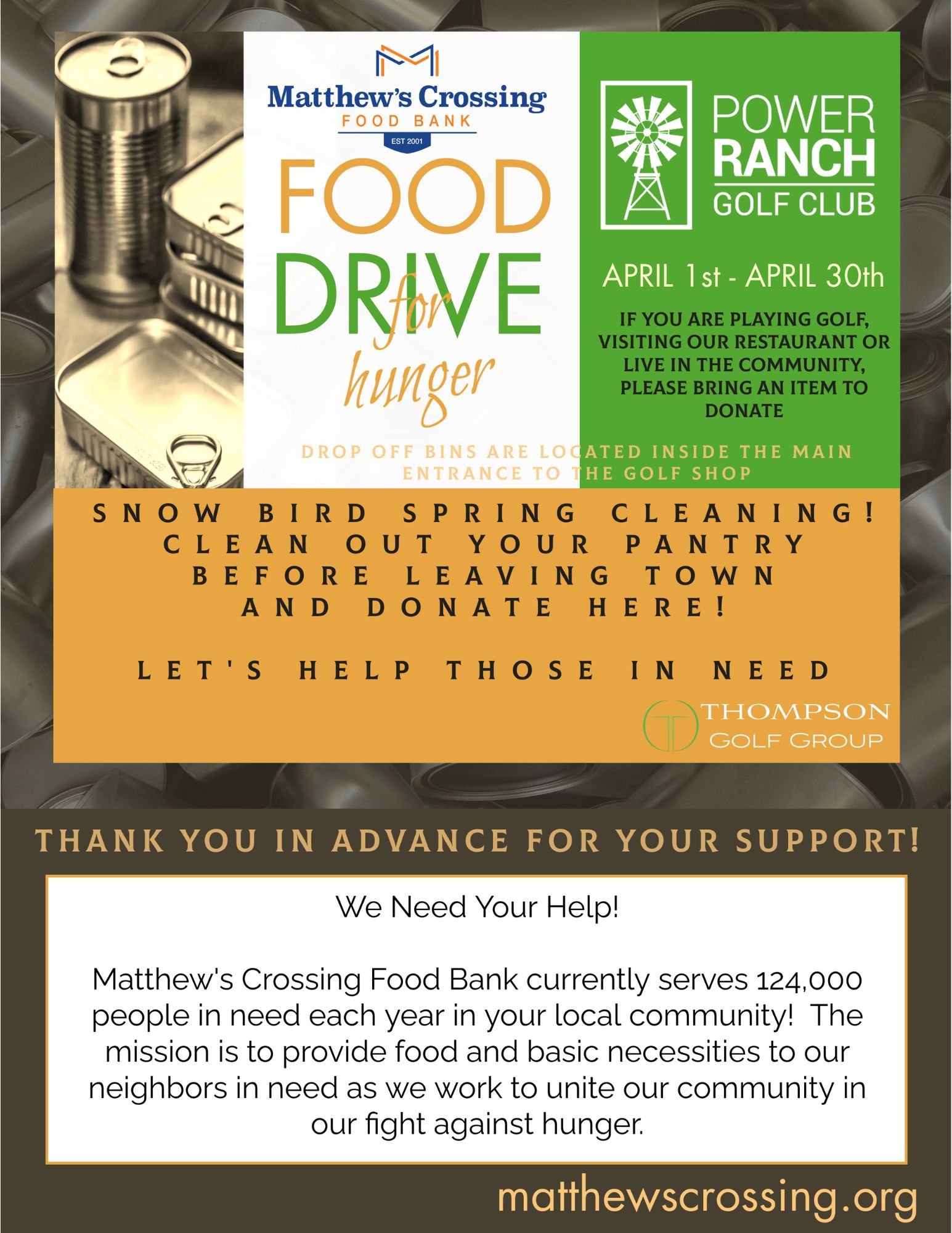 Annual Food Drive - Month of April!